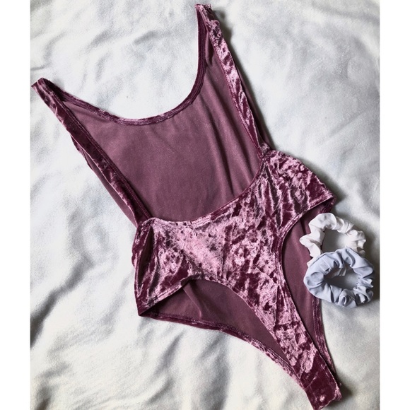 Shein Crushed Velvet Thong Bodysuit - Picture 2 of 3